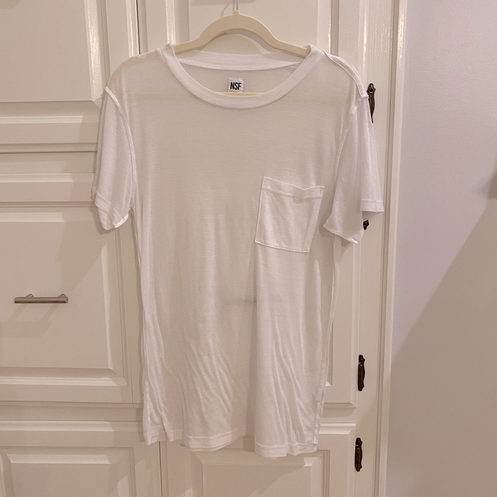NSF sheer white pocket T